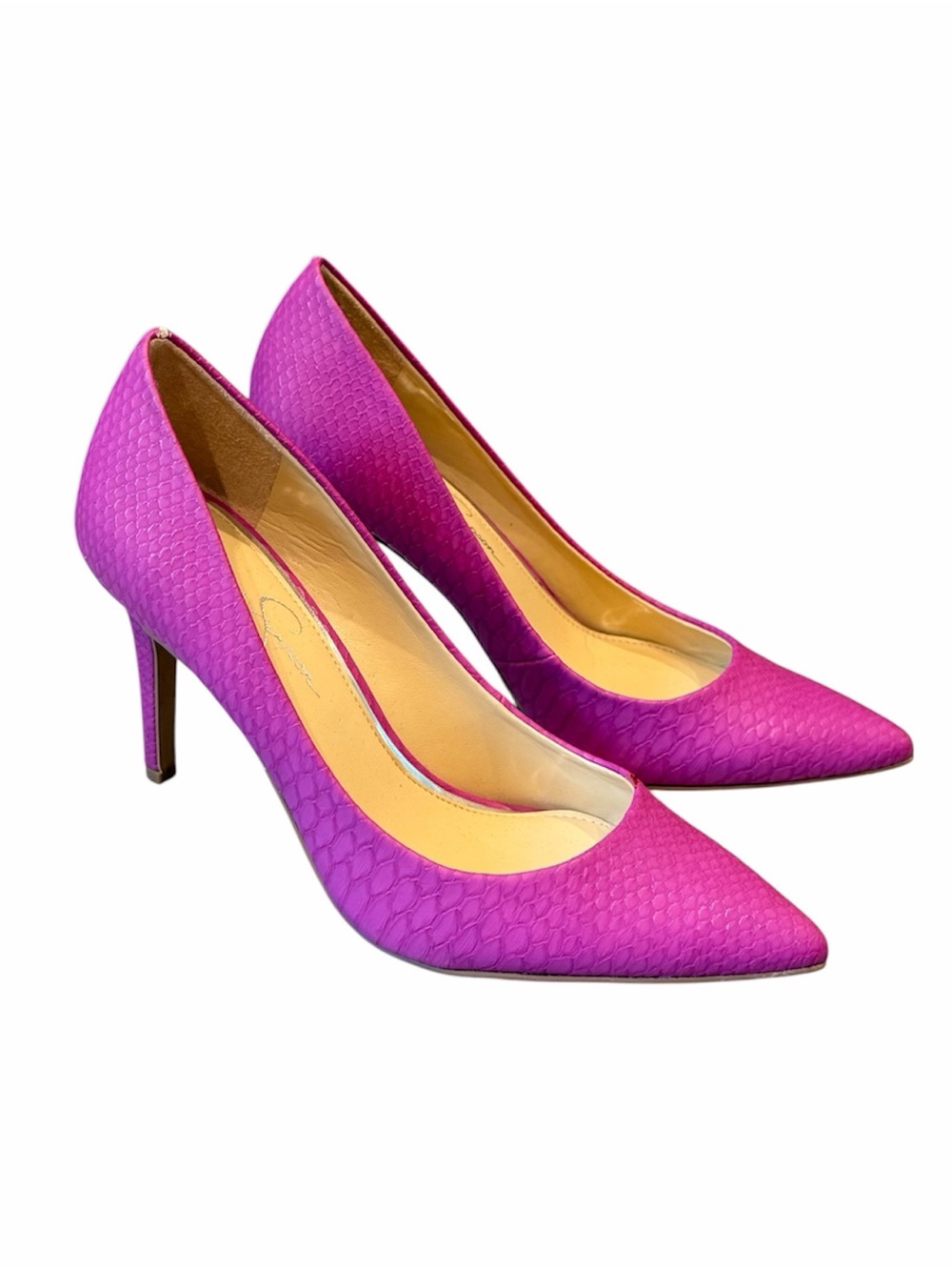 Jessica Simpson Python Embossed Fuchsia Pointed-Toe Women's Pumps stilettos 7